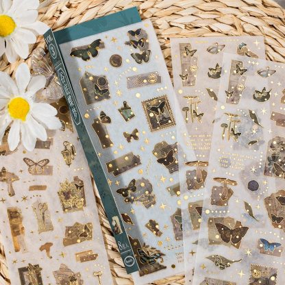 8Sheets/pack Vintage Laser Gold Sticker-JournalTale