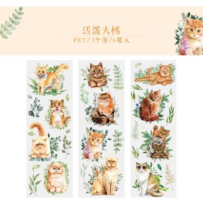 Cat stickers 6 Sheets  Adhesive Diy Sticker Decorative Diary-JournalTale