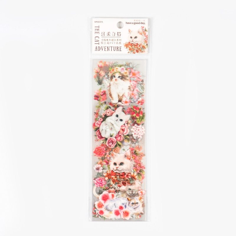 Cat stickers 6 Sheets  Adhesive Diy Sticker Decorative Diary-JournalTale