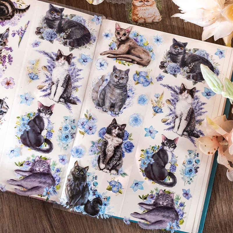 Cat stickers 6 Sheets  Adhesive Diy Sticker Decorative Diary-JournalTale