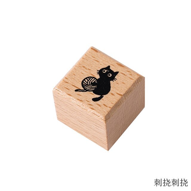 Wood Stamp Black Cat Wooden Rubber Stamps-JournalTale