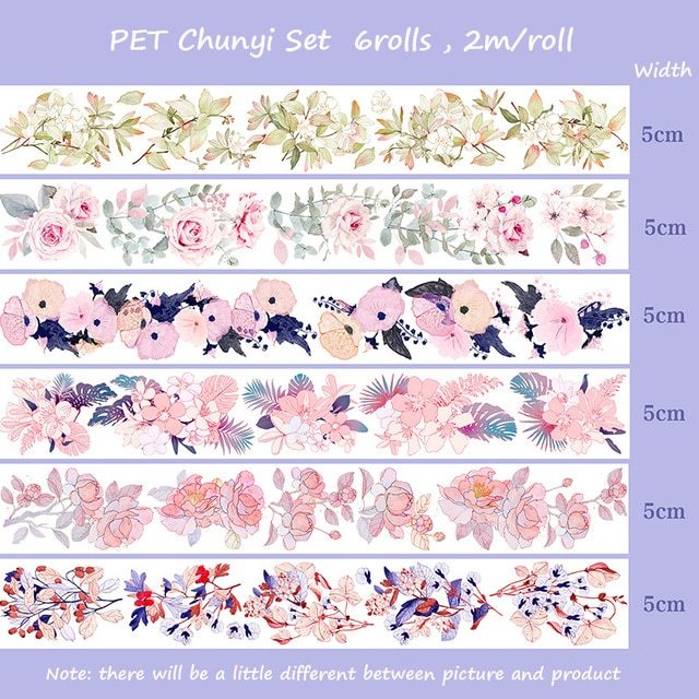 PET Colored Set Washi Tape Flower Fruit Delicacy Washi Set-JournalTale