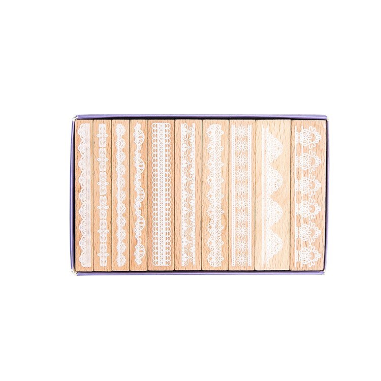 10 PCS Lace Wooden Stamps for Scrapbooking-JournalTale