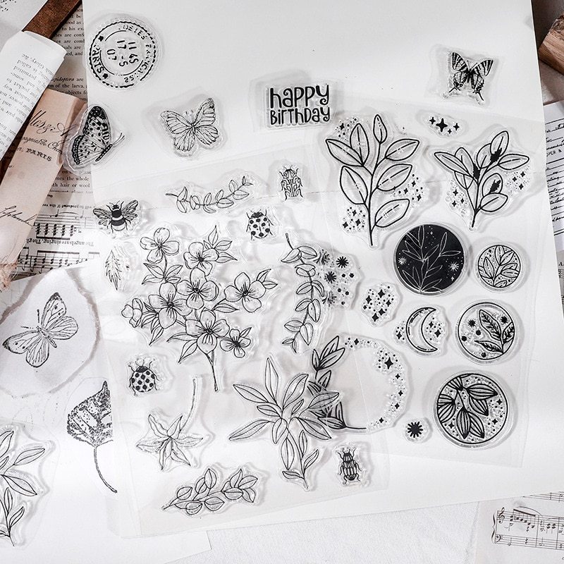 Minimalist Black White Transparent Stamp Creative Retro Scrapbooking-JournalTale