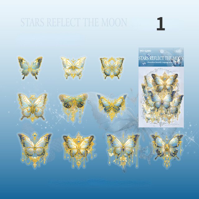 20pcs/pack Vintage Sparkling Butterfly Sticker-JournalTale