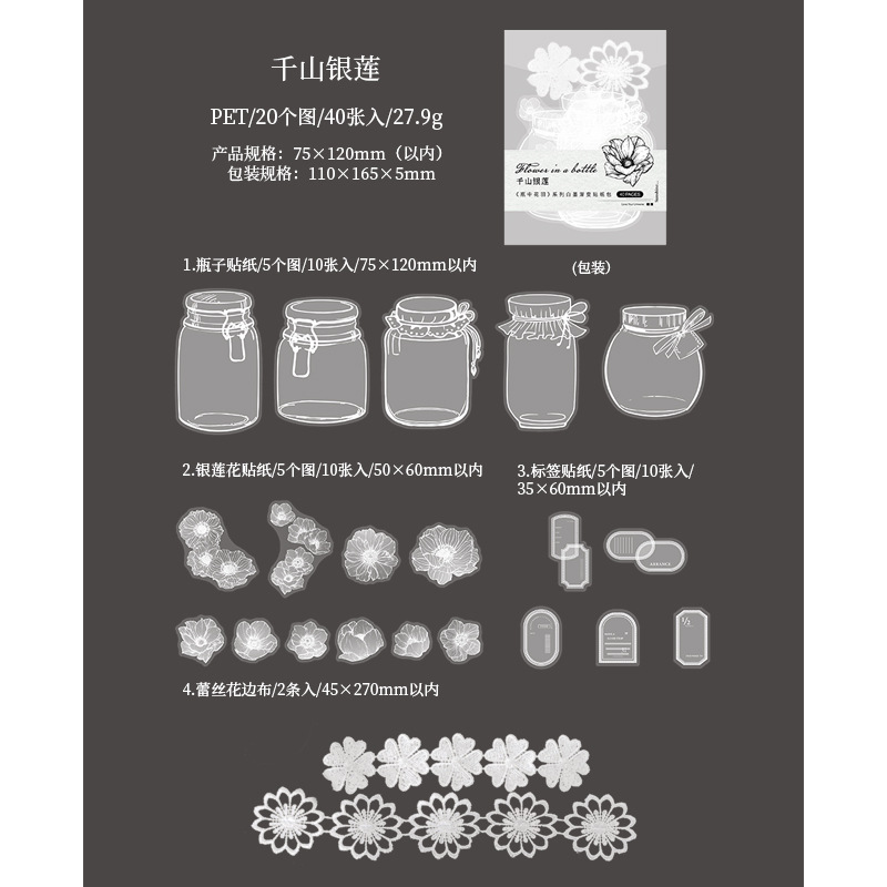 Retro transparent vase handbook material base paper-JournalTale