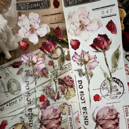 Retro red rose floral pocketbook and washi tape Pet-JournalTale