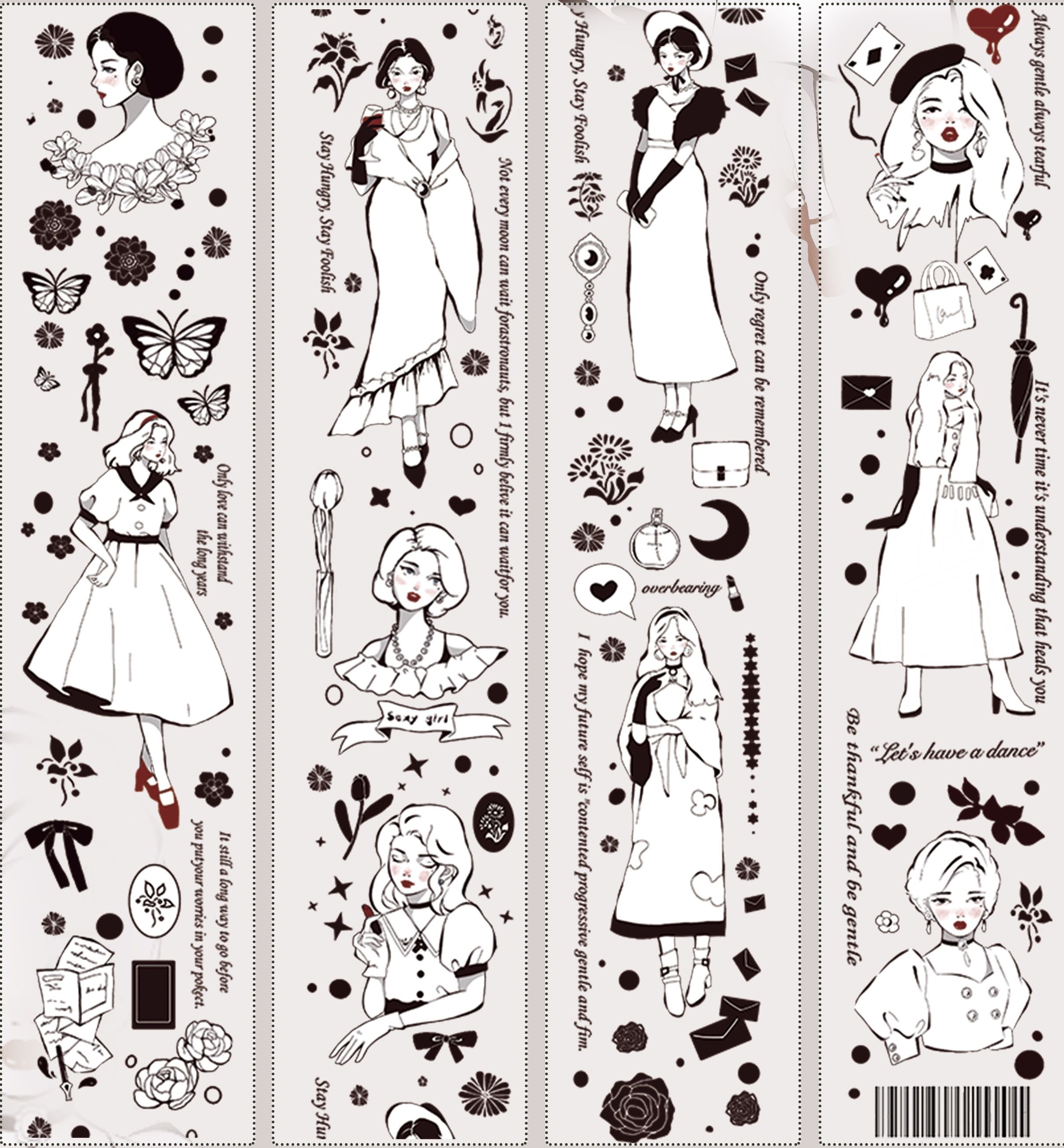 French retro girl character tape pet-JournalTale
