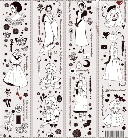 French retro girl character tape pet-JournalTale