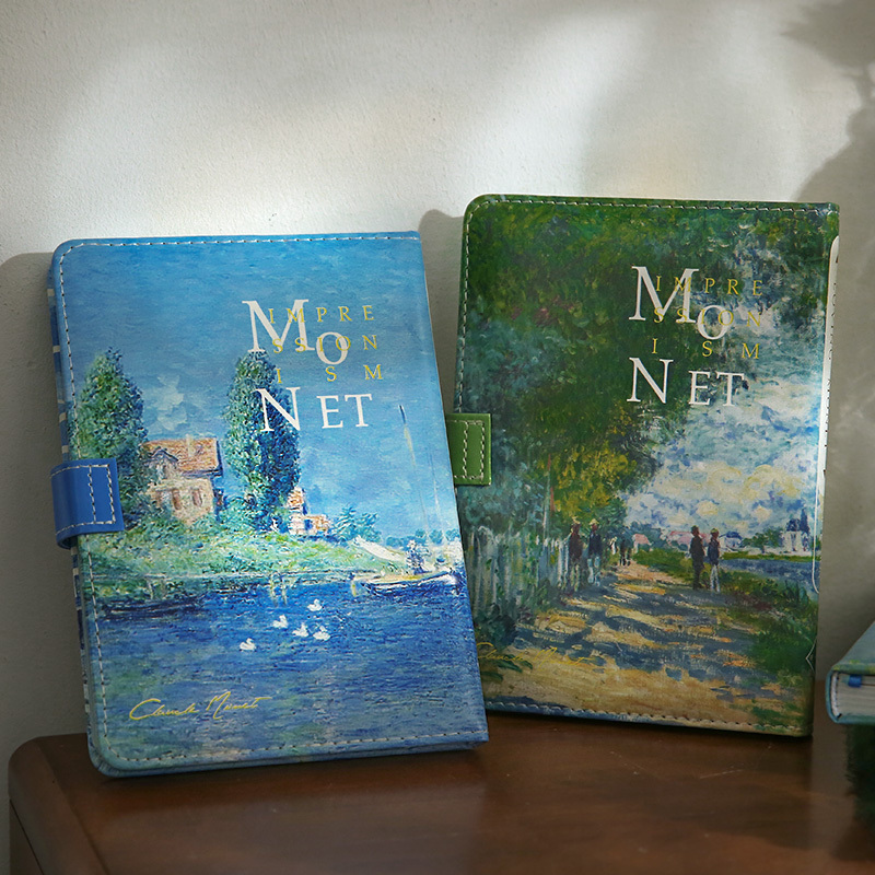Oil painting Monet Van Gogh PU magnetic buckle notebook-JournalTale