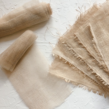 Torn edge gauze brown retro mesh fabric junkjournal-JournalTale