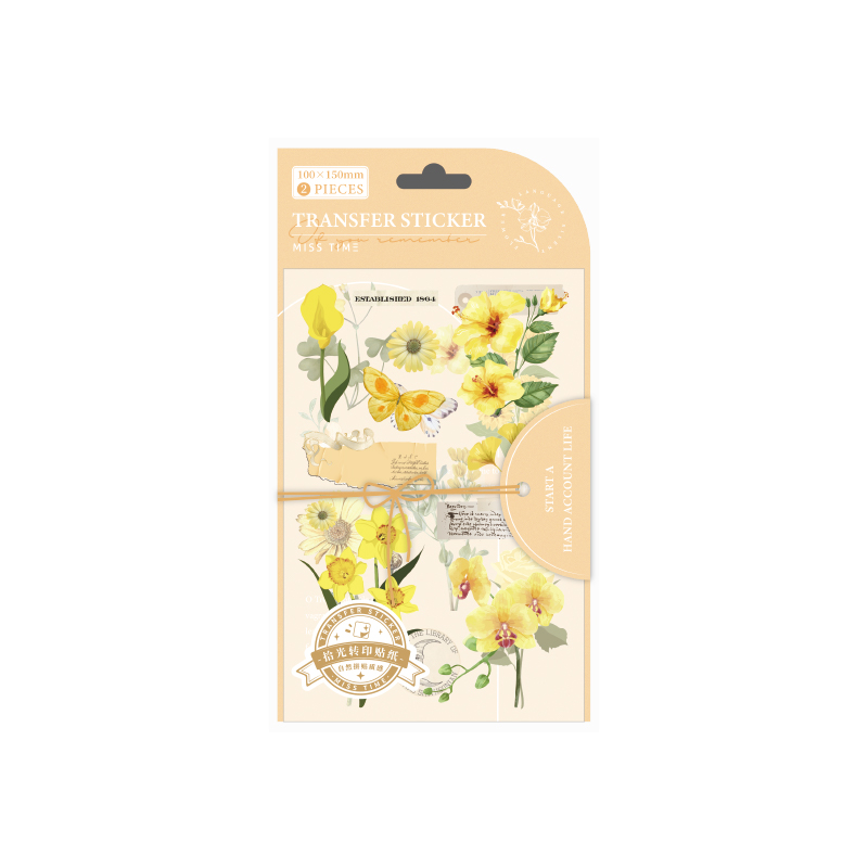 Transfer sticker flower plant retro transparent sticker-JournalTale