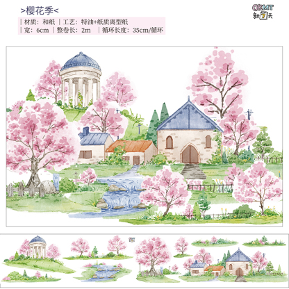 Cherry blossom season summer ranch suburban castle washi tape-JournalTale