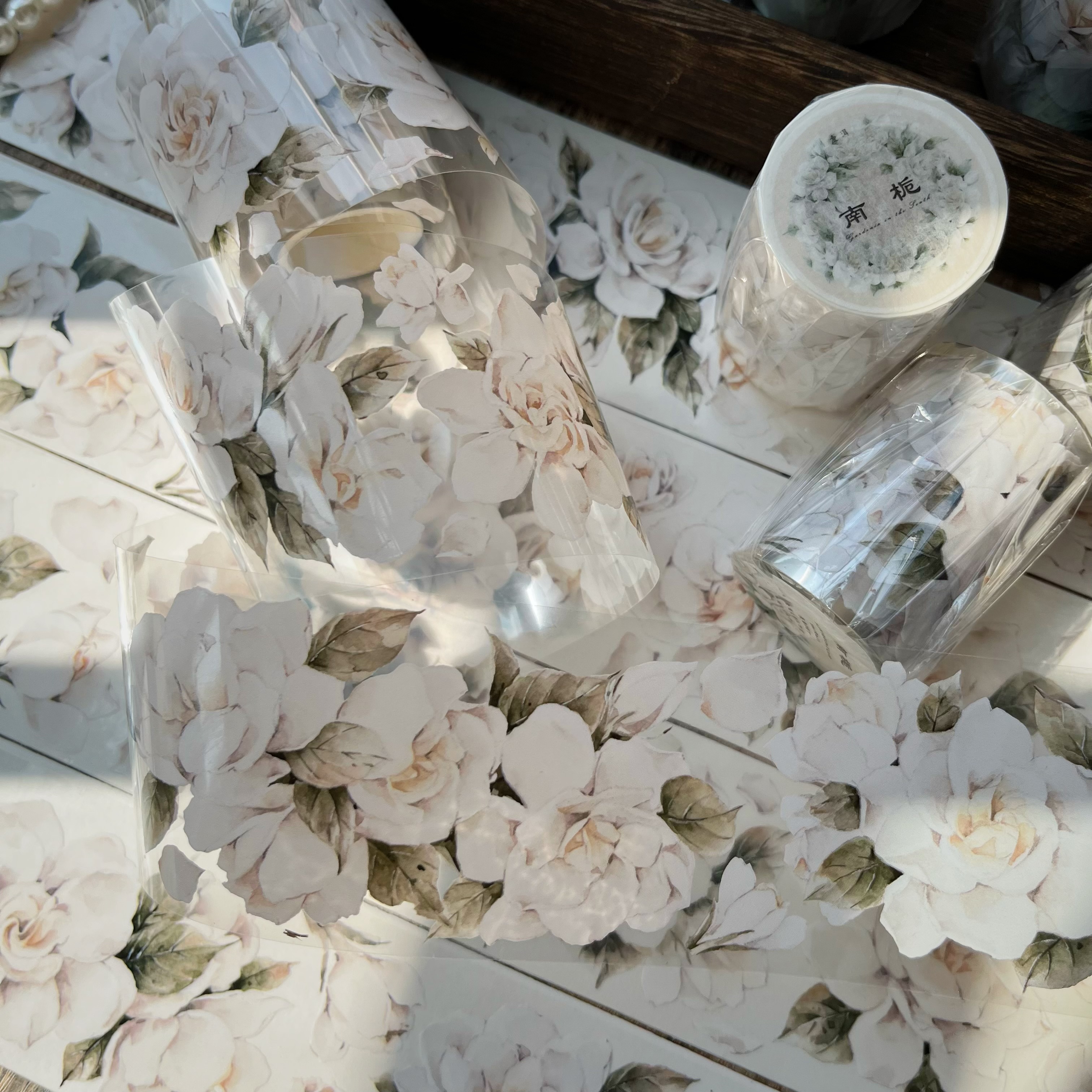 Decor Vintage gardenia washi tape pet-JournalTale
