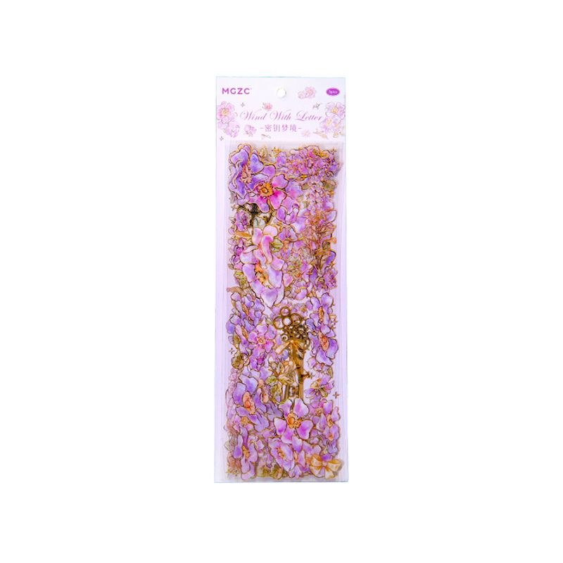Hot stamping sticker romantic flower material pasting PET-JournalTale