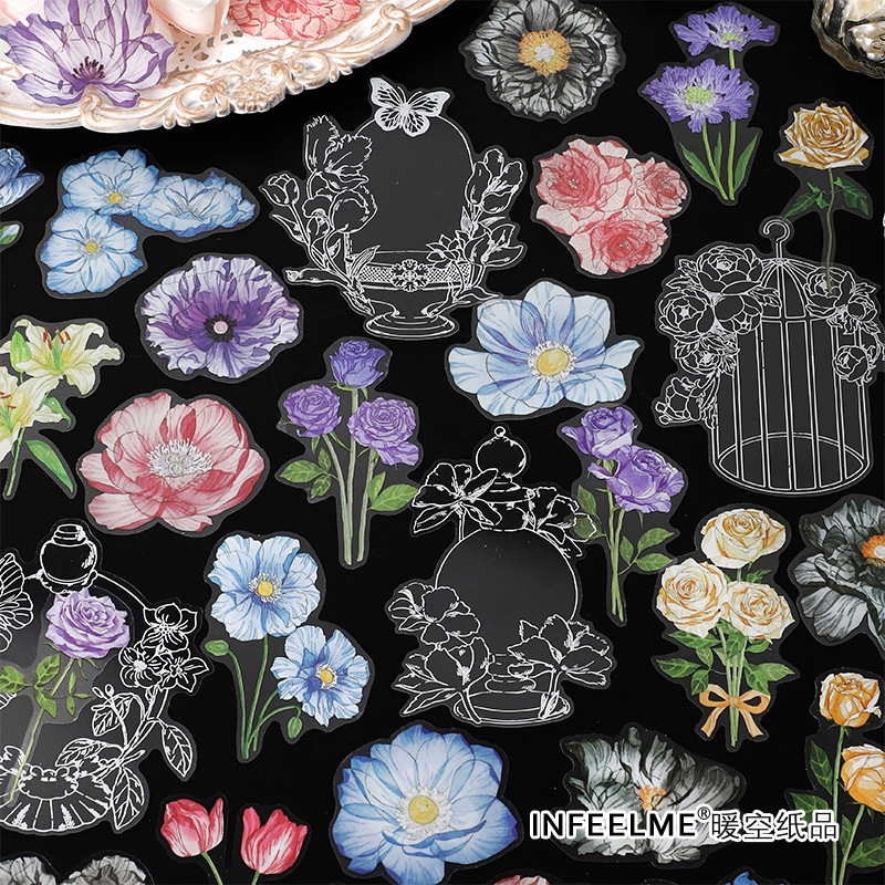 PET sticker pack vintage floral and plant stickers-JournalTale