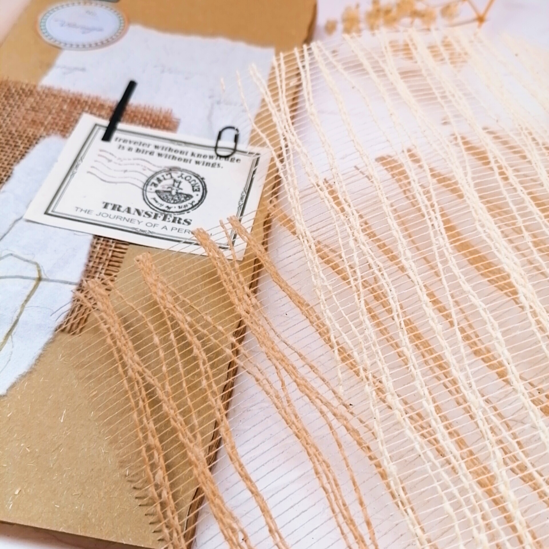 Torn edge hemp mesh kraft decorative paper-JournalTale