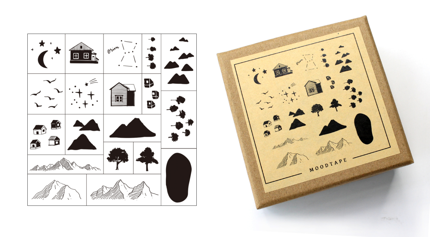 moodtape wooden seal square box set letters numbers geometric circles dots plant seals-JournalTale
