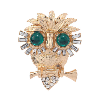 Vintage Medieval Emerald Owl Brooch-JournalTale