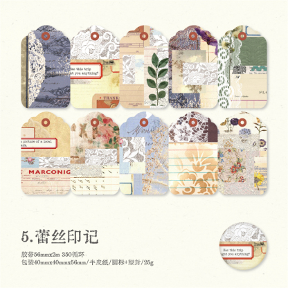 Kraft paper tape vintage European time stickers-JournalTale