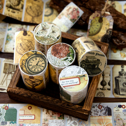Kraft paper tape vintage European time stickers-JournalTale