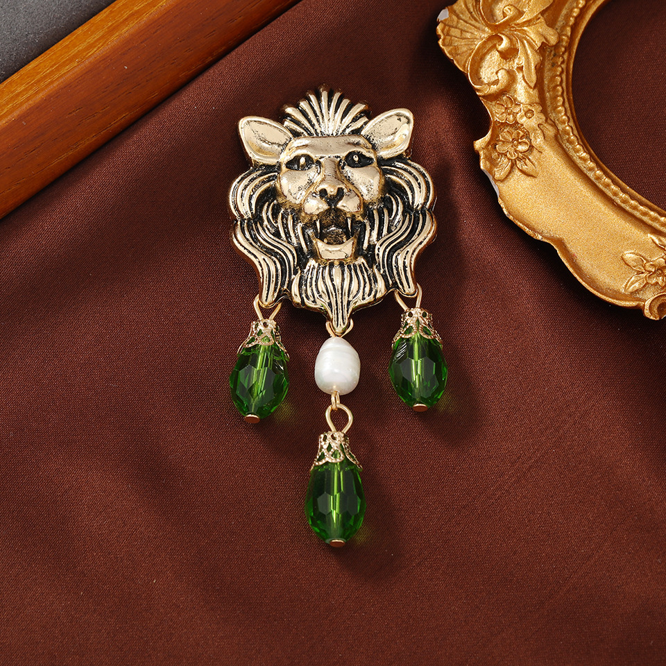 Vintage Medieval Emerald Owl Brooch-JournalTale