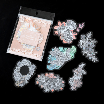 Lace hot laser silver sticker decoration-JournalTale