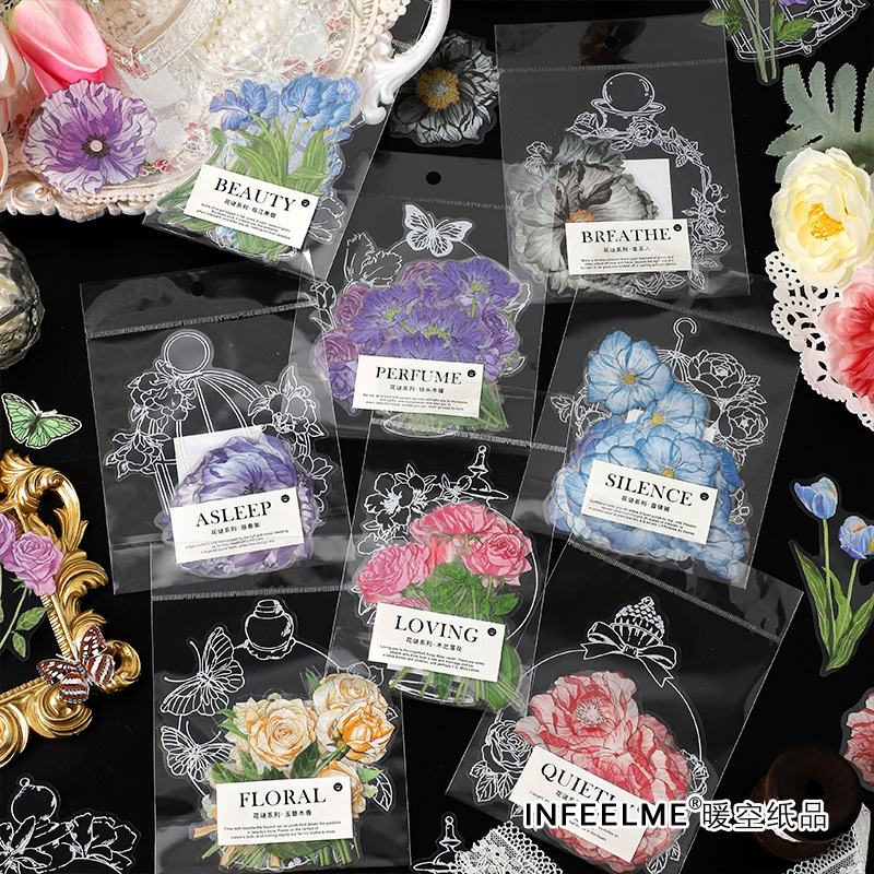 PET sticker pack vintage floral and plant stickers-JournalTale
