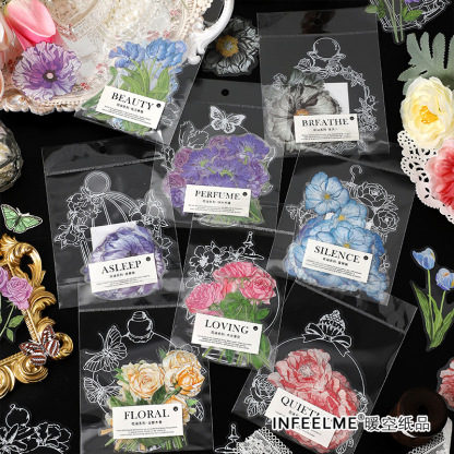PET sticker pack vintage floral and plant stickers-JournalTale