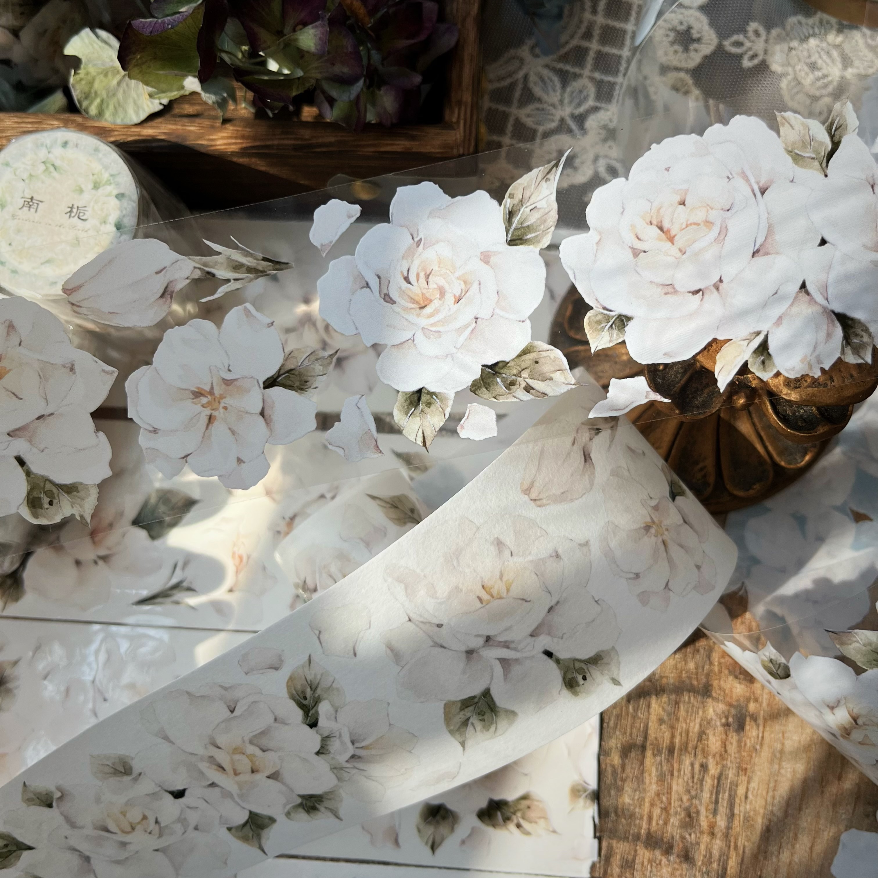Decor Vintage gardenia washi tape pet-JournalTale