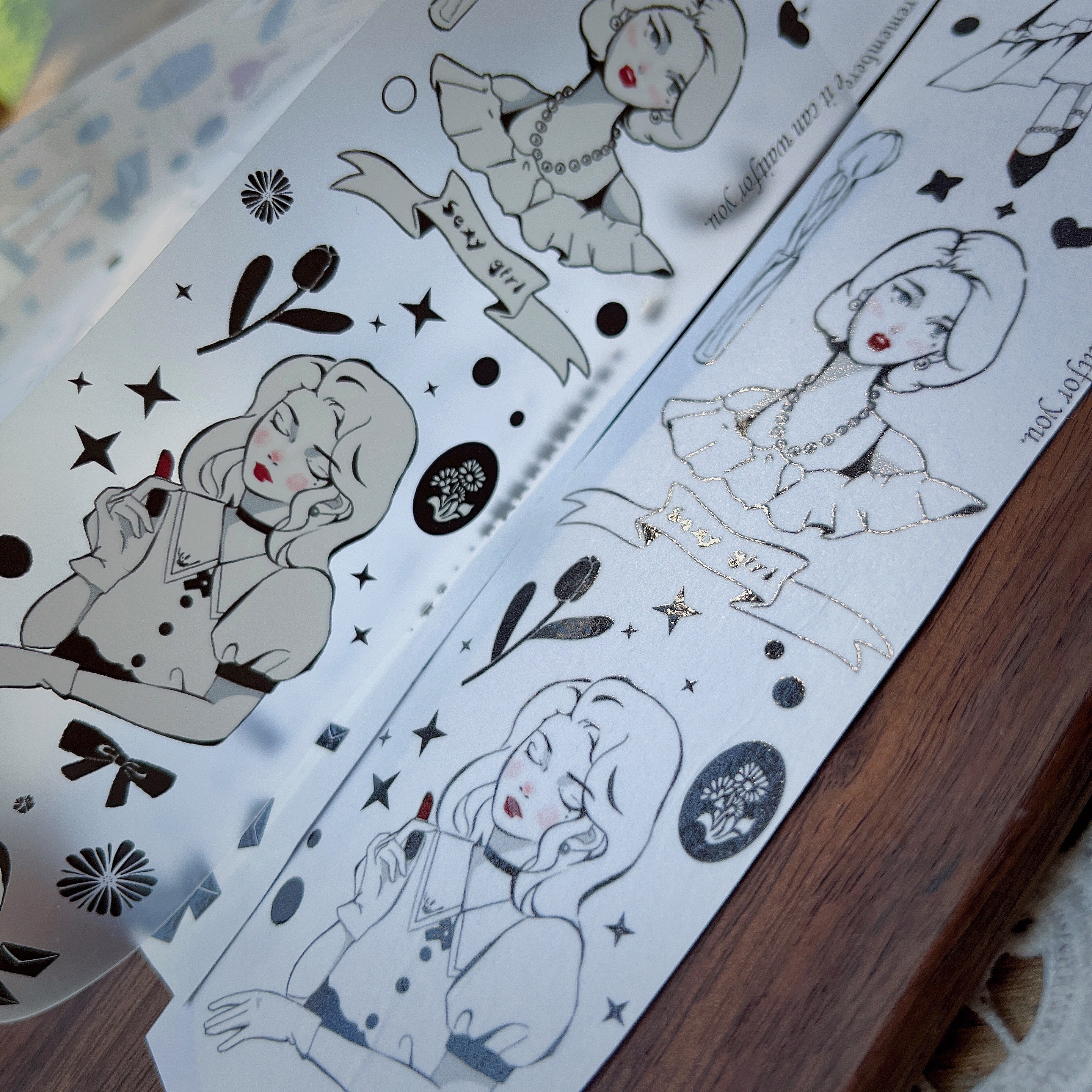 French retro girl character tape pet-JournalTale