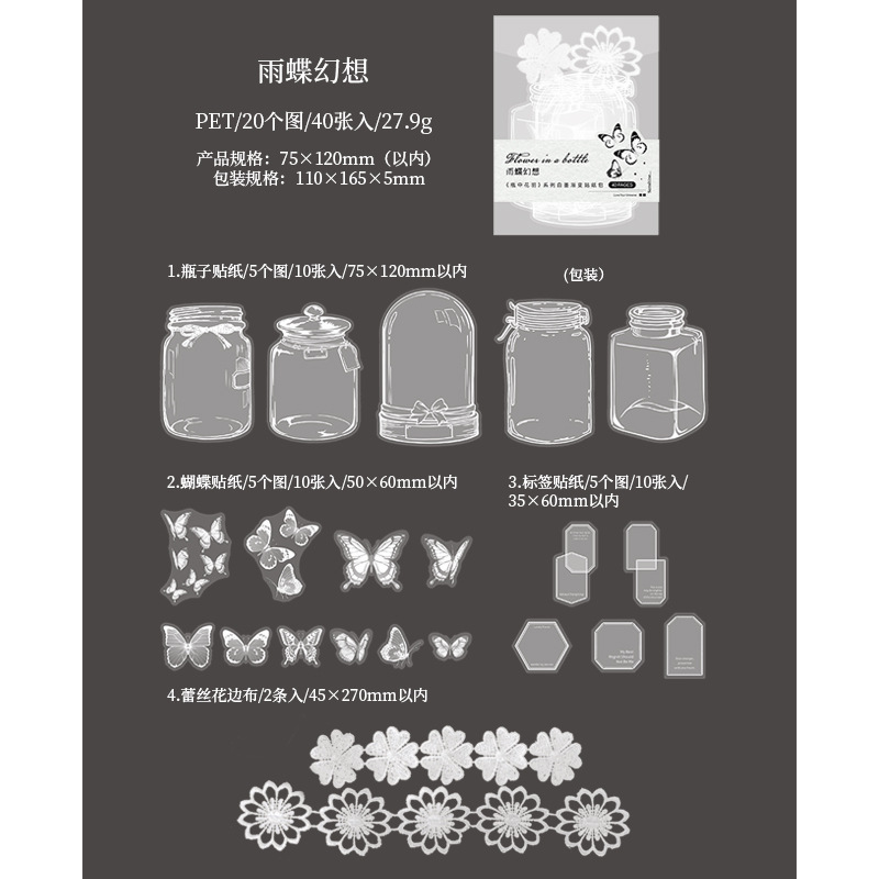 Retro transparent vase handbook material base paper-JournalTale