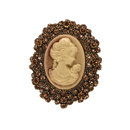 Beauty Head Gemstone Brooch Vintage Palace Brooch-JournalTale