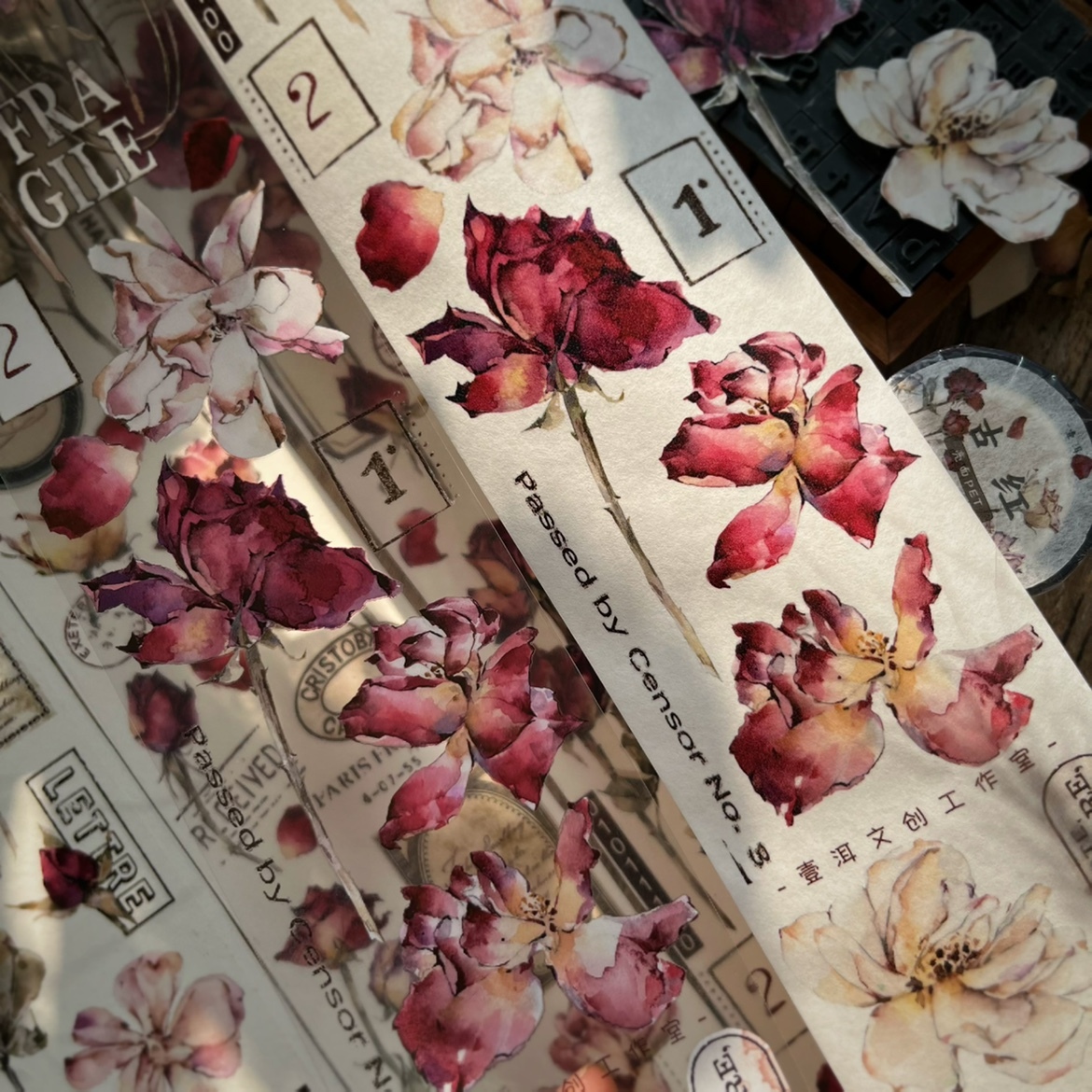 Retro red rose floral pocketbook and washi tape Pet-JournalTale