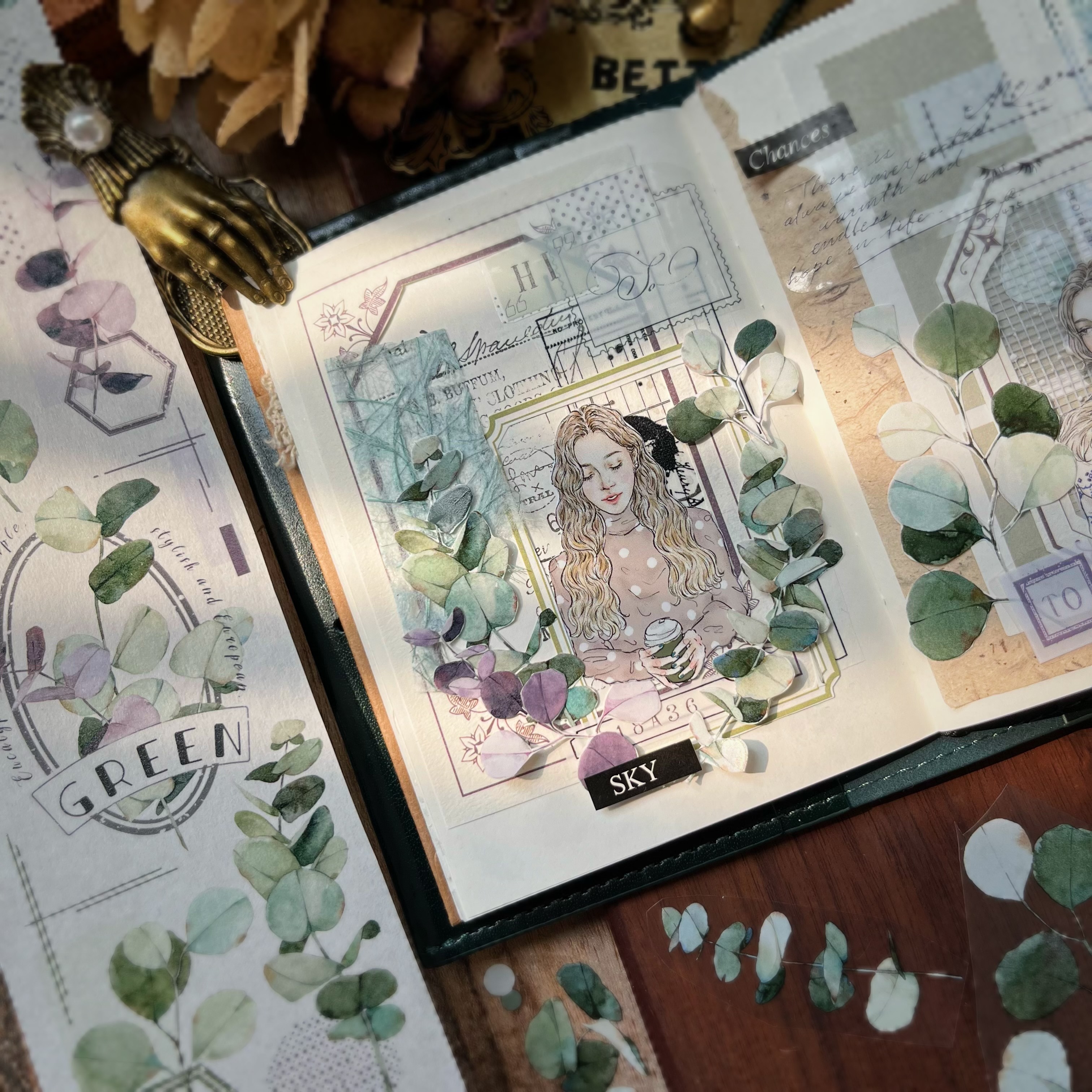 Eucalyptus Leaf Vintage Washi Tape-JournalTale