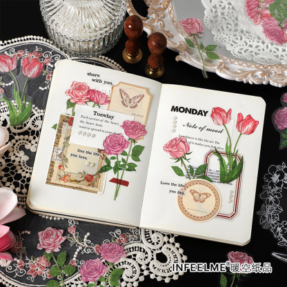 PET sticker pack vintage floral and plant stickers-JournalTale