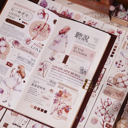 45mm Cotton Vintage Fresh Floral Washi PET Handbook Tape 6M roll-JournalTale