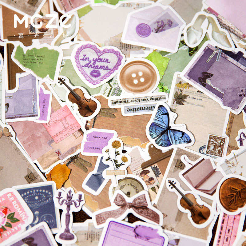 Retro collage stickers 45 pieces of artistic decorative materials-JournalTale