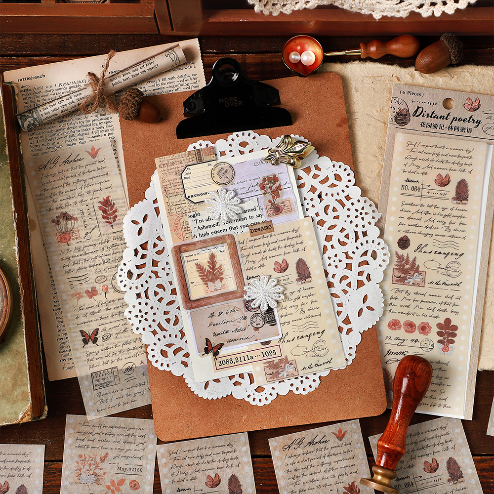 6 garden travelogue series handbook decorative text stickers-JournalTale