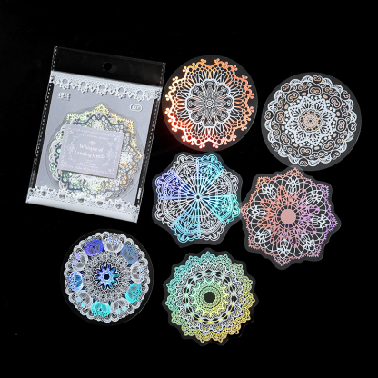 Lace hot laser silver sticker decoration-JournalTale