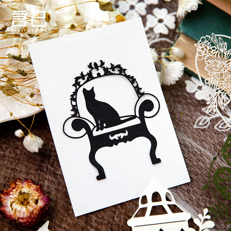 Hollow decorative card vintage flowers and windows cut paper decoration-JournalTale