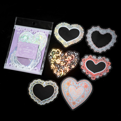 Lace hot laser silver sticker decoration-JournalTale