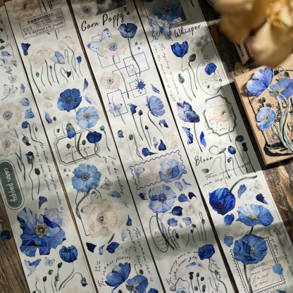 Vintage blue flower washi tape-JournalTale