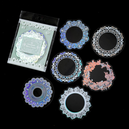 Lace hot laser silver sticker decoration-JournalTale
