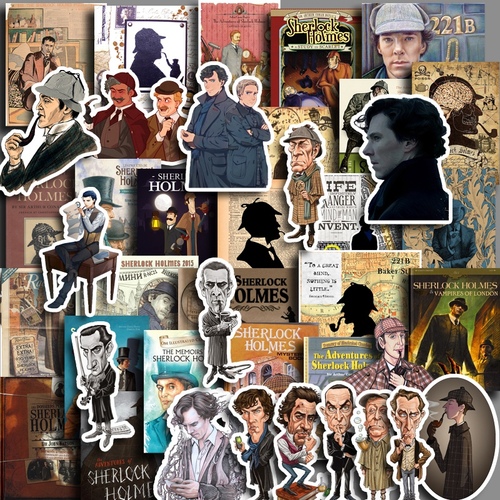 40 pieces of Sherlock Holmes decorative stickers in British retro style-JournalTale