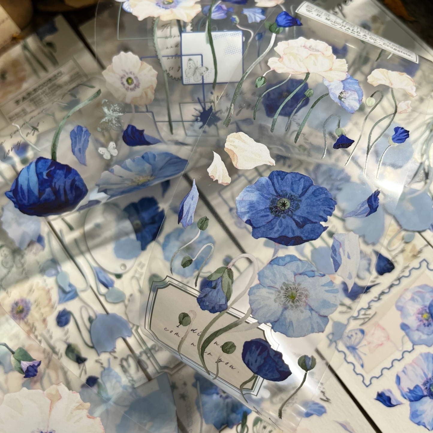 Vintage blue flower washi tape-JournalTale