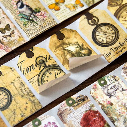 Kraft paper tape vintage European time stickers-JournalTale