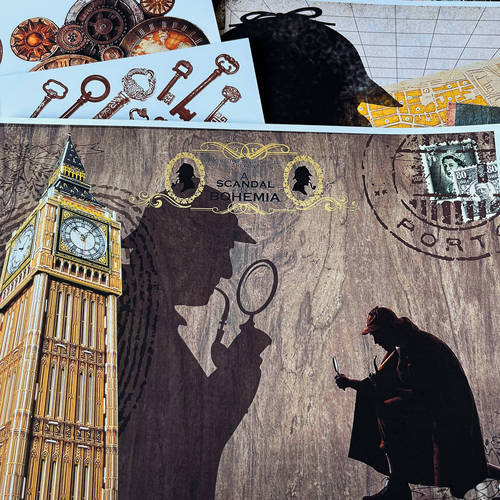 Junk Journal Sherlock Holmes material background paper-JournalTale