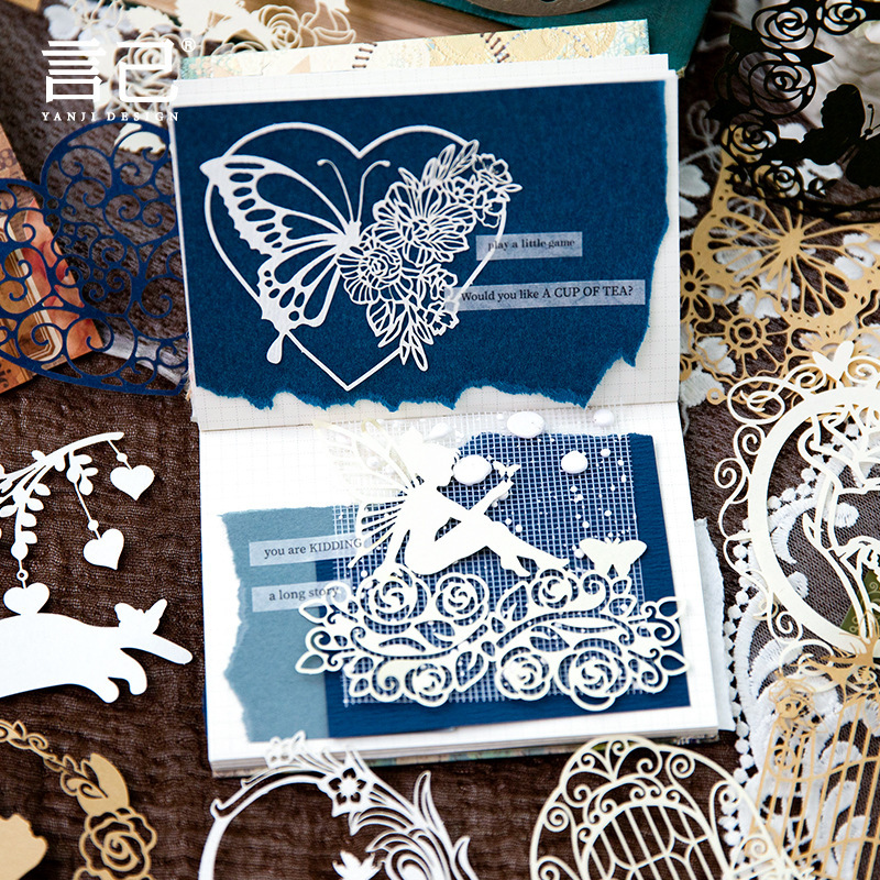 Hollow decorative card vintage flowers and windows cut paper decoration-JournalTale