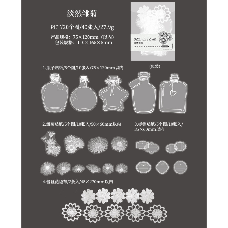 Retro transparent vase handbook material base paper-JournalTale
